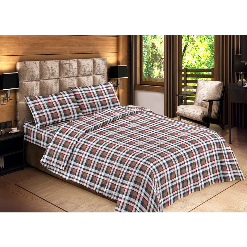 foto del prodotto completo lenzuola letto 100 cotone disegno scozia mod rp made in italy, misura1 piazzacolorescozia