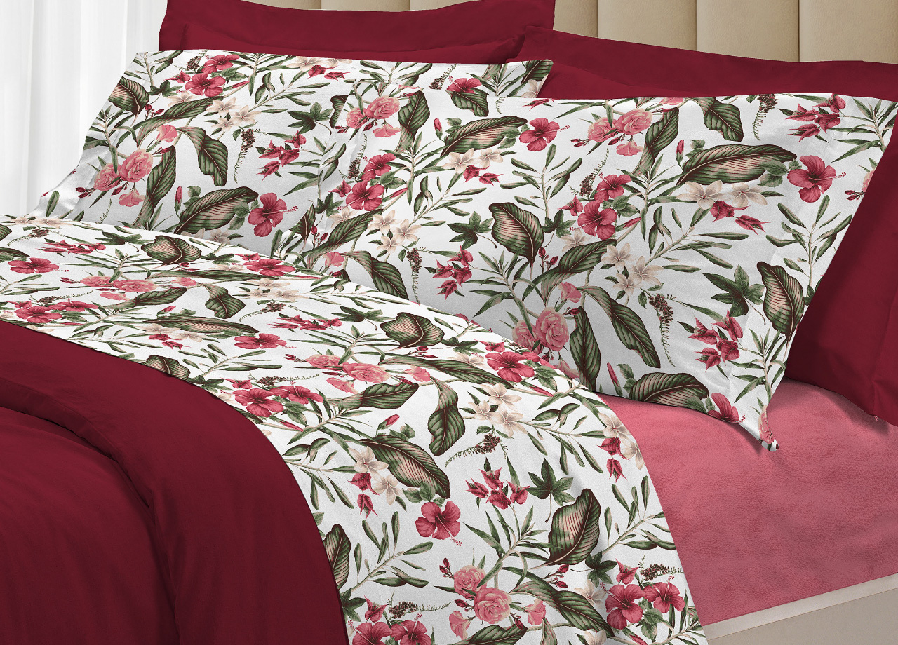 foto del prodotto completo lenzuola letto 100 cotone italy 3027 disegno elena vintage singolo rosso