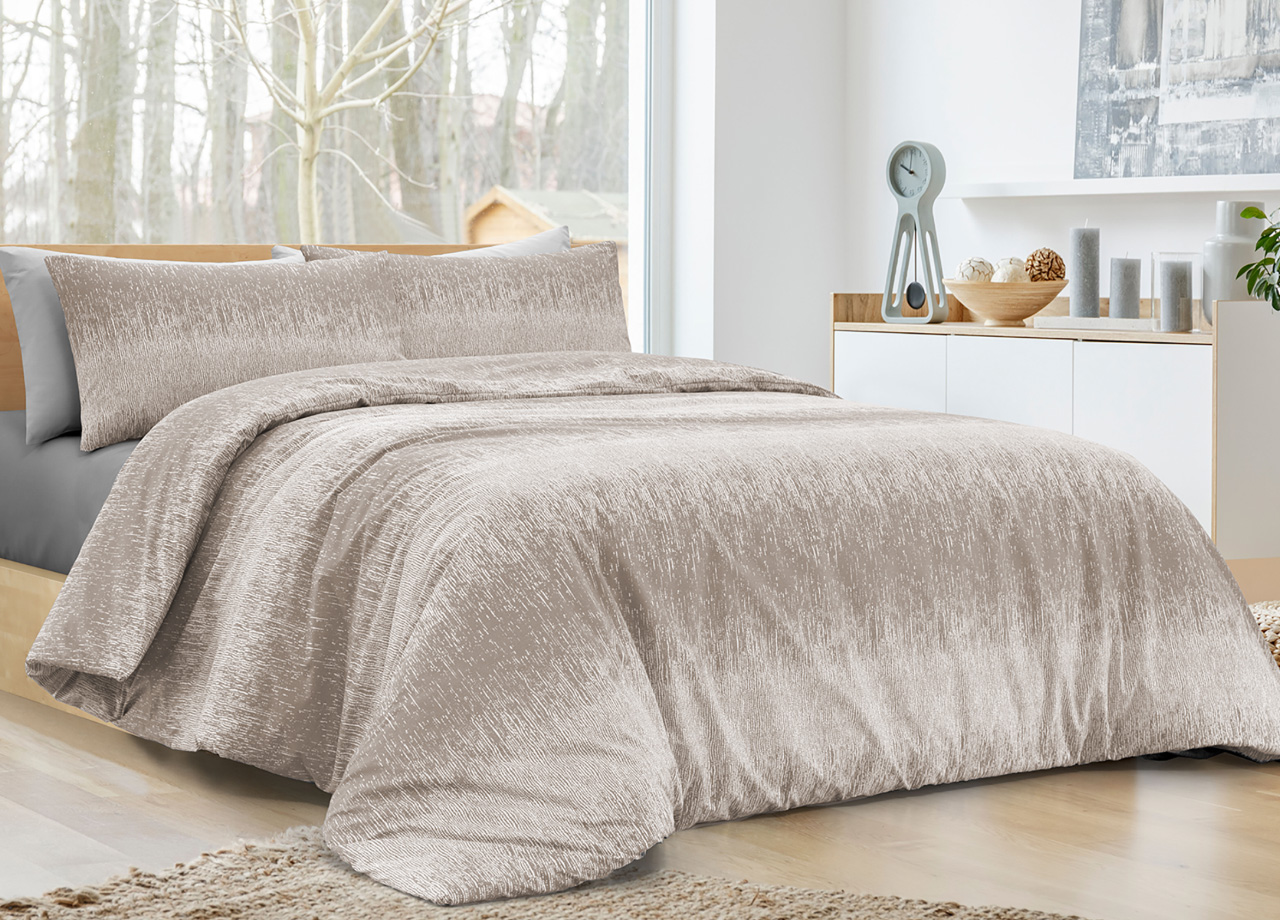 foto del prodotto completo lenzuola letto 100 cotone made in italy disegno drops matrimoniale beige