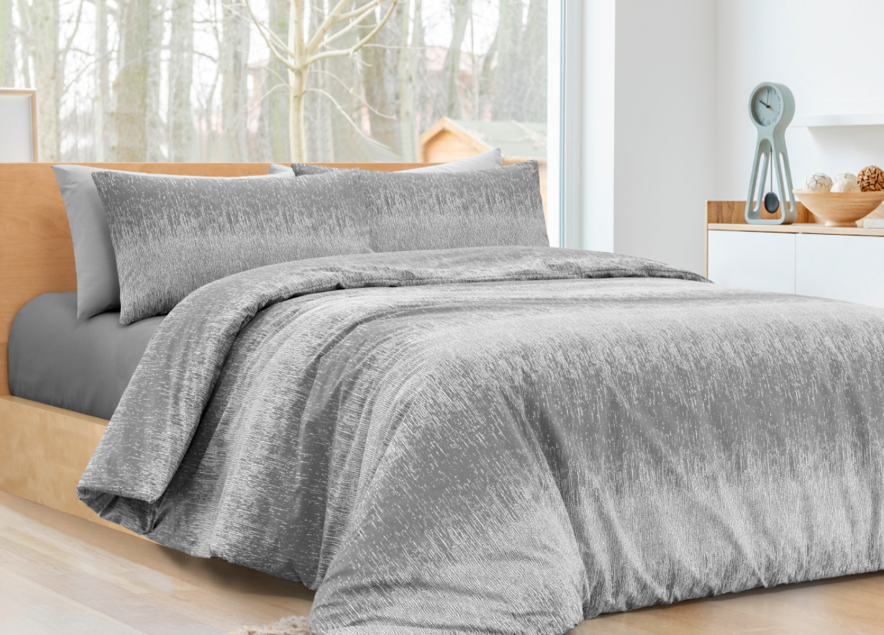 foto del prodotto completo lenzuola letto 100 cotone made in italy disegno drops matrimoniale grigio