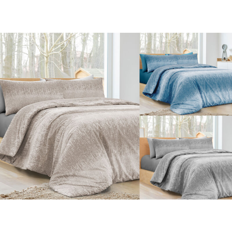 foto del prodotto completo lenzuola letto 100% cotone made in italy disegno drops, misurasingolocolorebeige