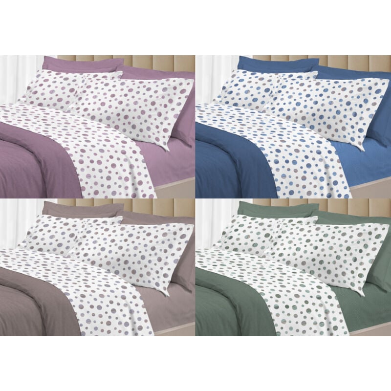foto del prodotto completo lenzuola letto 100 cotone made italy 3027 disegno dandy, misurasingolocoloreverde