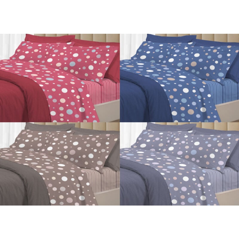foto del prodotto completo lenzuola letto 100 cotone made italy 3027 disegno la palla, misurasingolocoloregrigio