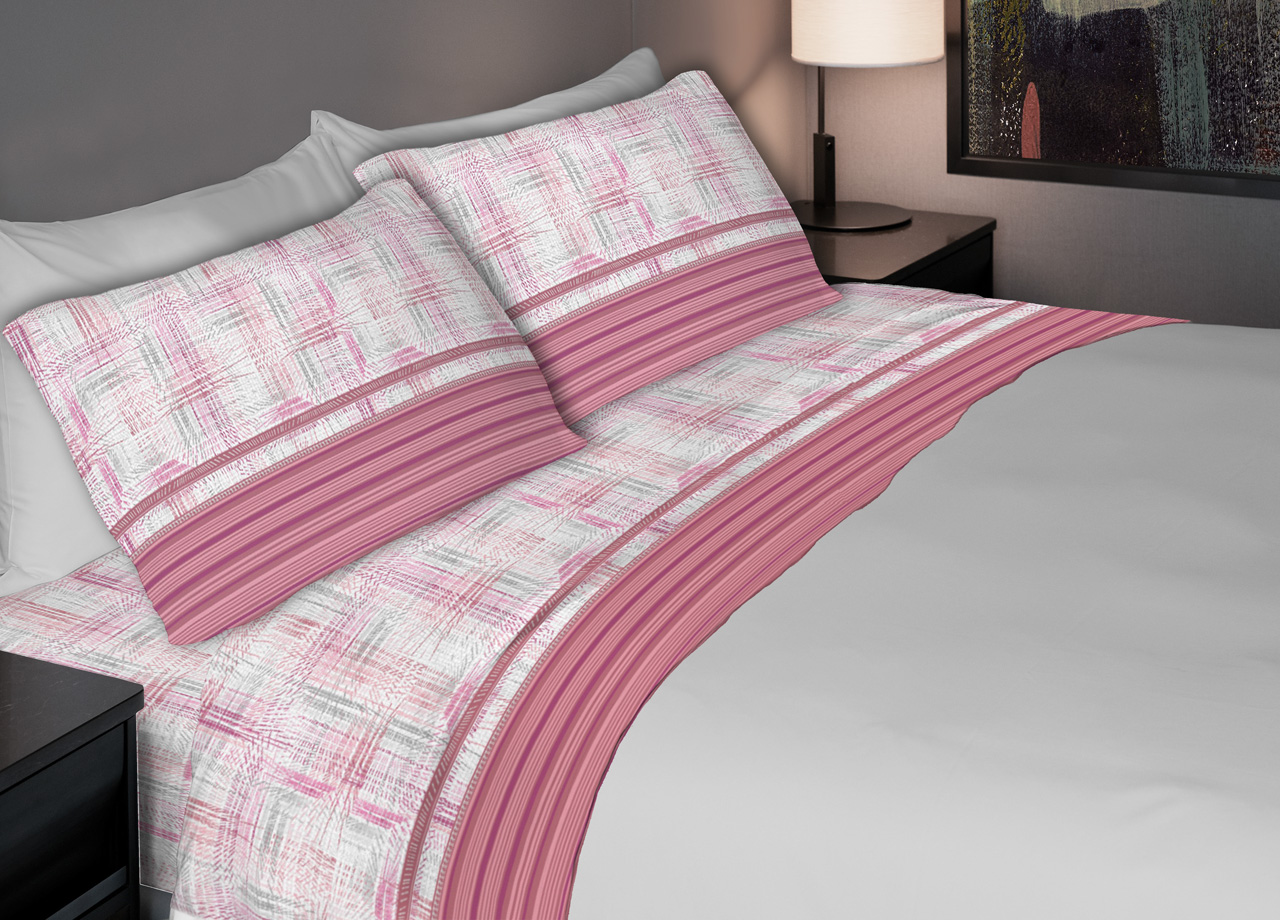 foto del prodotto completo lenzuola letto 100 cotone made italy disegno astra cn singolo rosa
