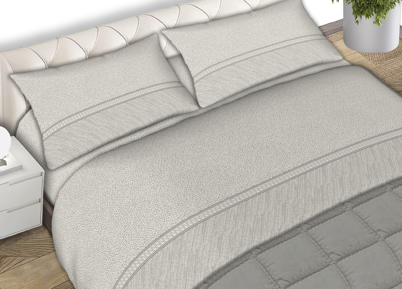 foto del prodotto completo lenzuola letto 100 cotone made italy disegno borbon25 cn piazza e mezza panna