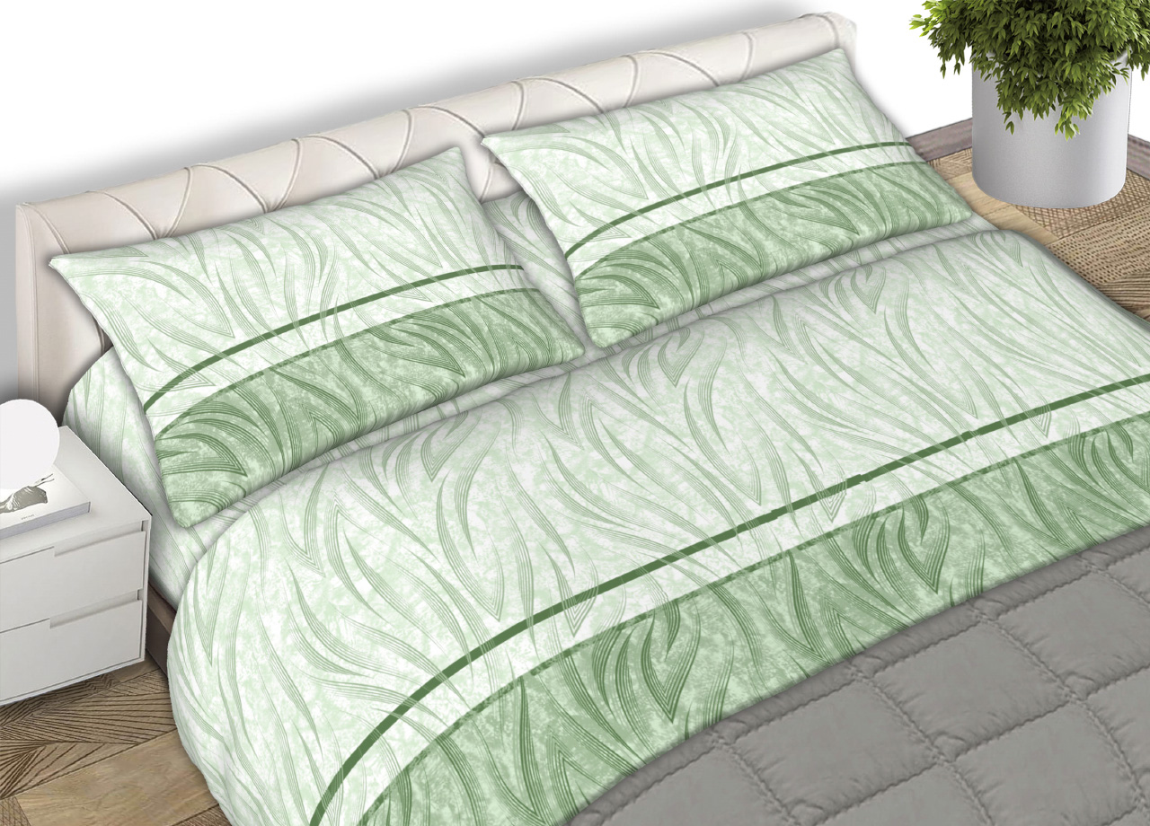 foto del prodotto completo lenzuola letto 100 cotone made italy disegno flames cn singolo verde