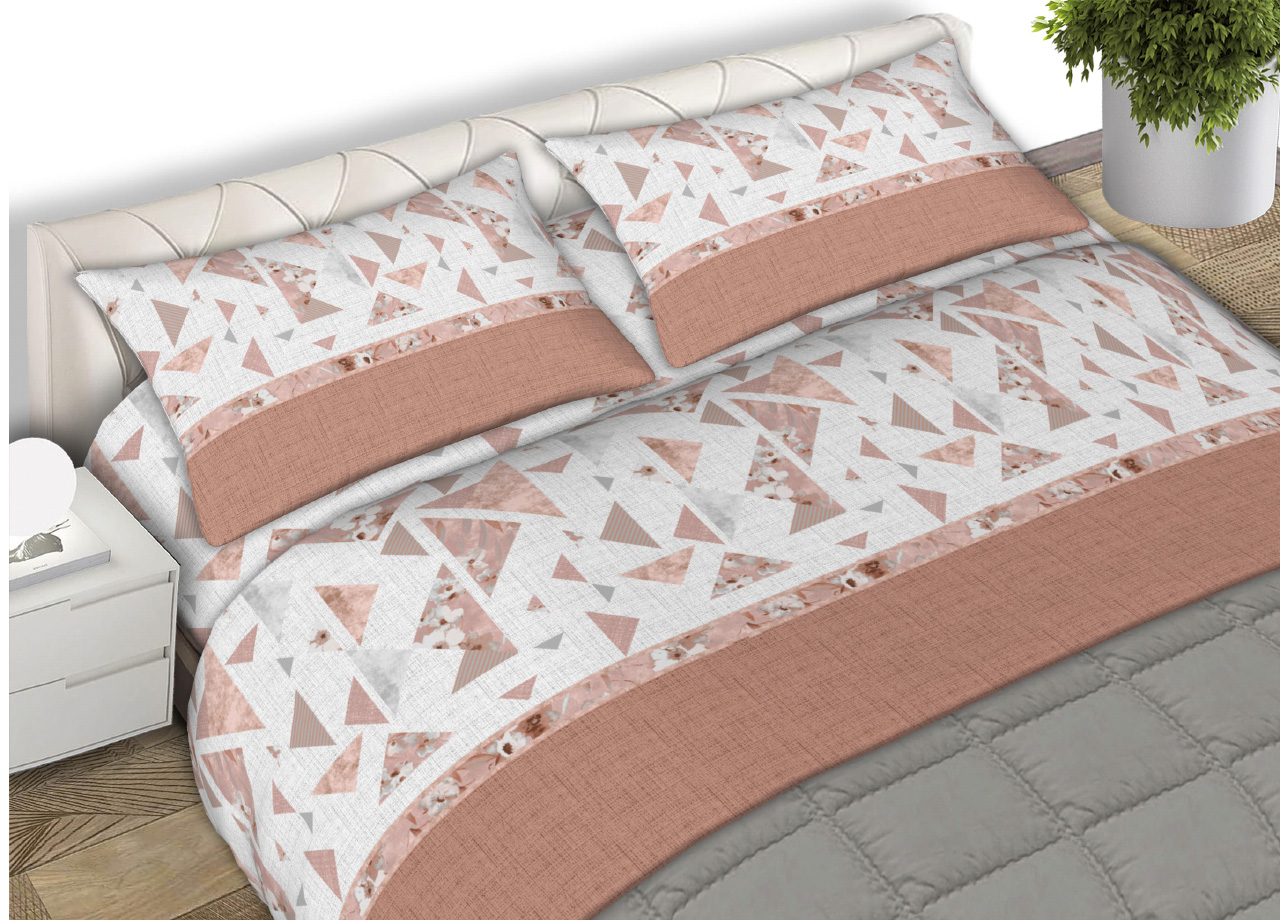 foto del prodotto completo lenzuola letto 100 cotone made italy disegno mosaico cn matrimoniale ruggine