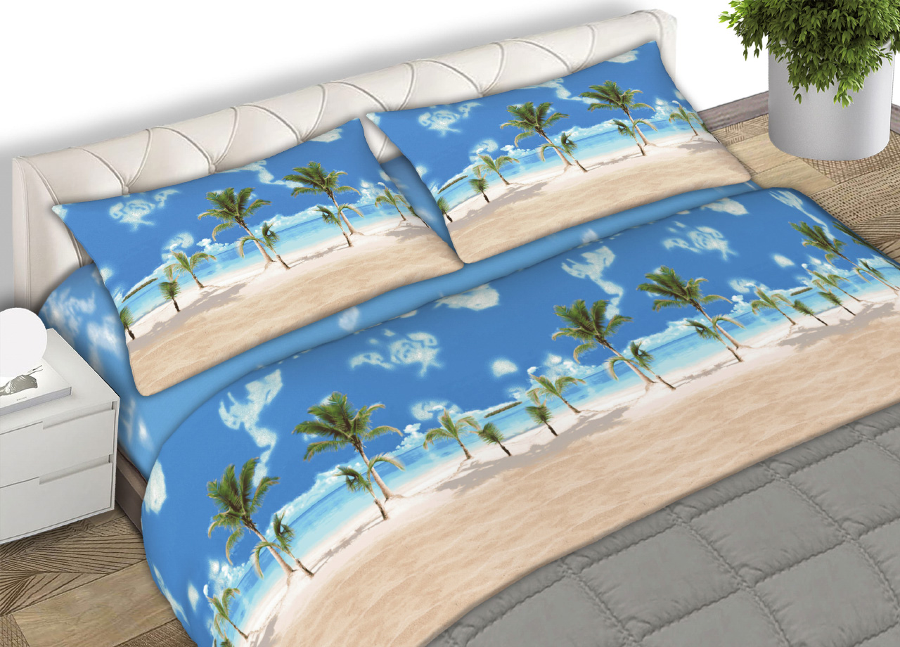 foto del prodotto completo lenzuola letto 100 cotone made italy disegno playa cn singolo playa