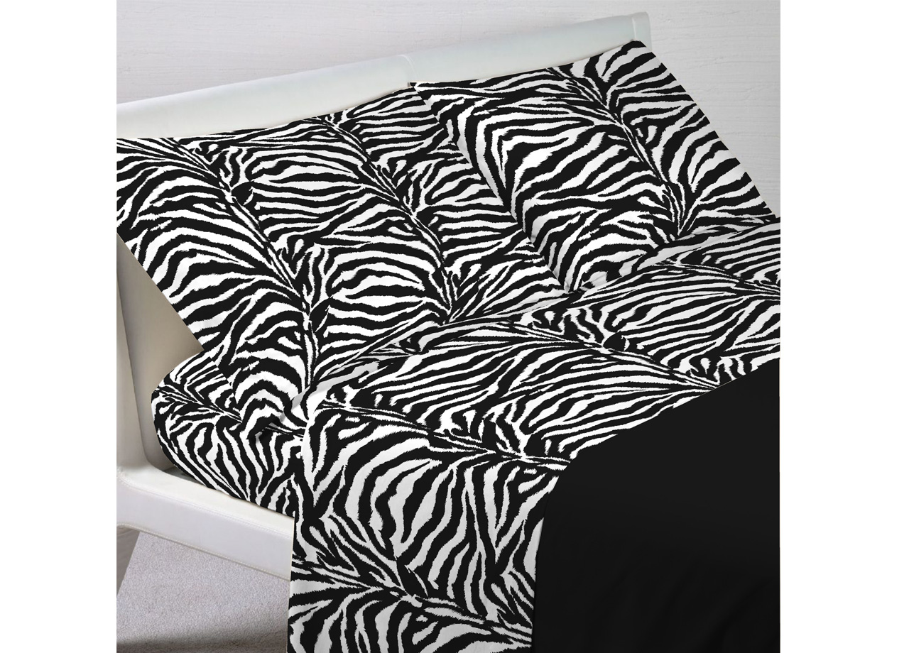 foto del prodotto completo lenzuola letto in 100 cotone disegno animalier zebrato singolo zebrato