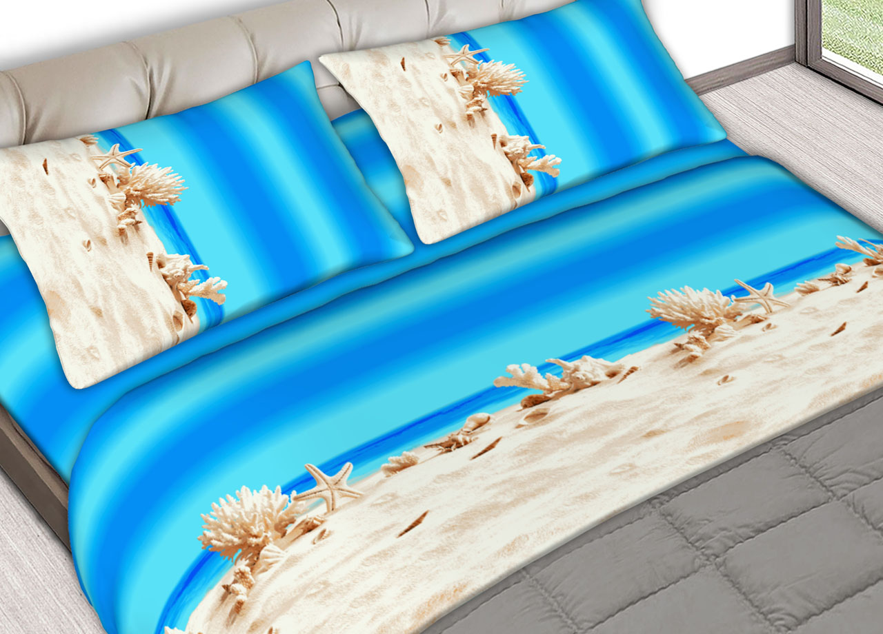 foto del prodotto completo lenzuola letto in 100 cotone made in italy fantasia z mare matrimoniale z mare