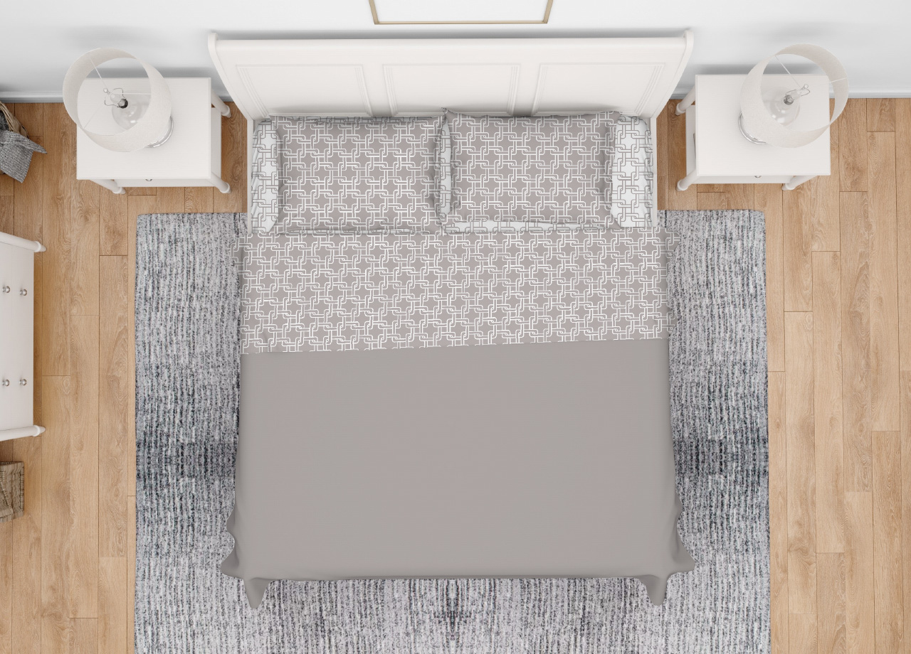 foto del prodotto completo lenzuola letto in 100 cotone made italy disegno catena francese beige