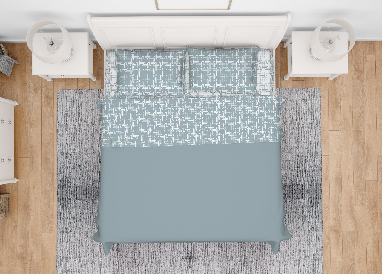 foto del prodotto completo lenzuola letto in 100 cotone made italy disegno catena singolo verde