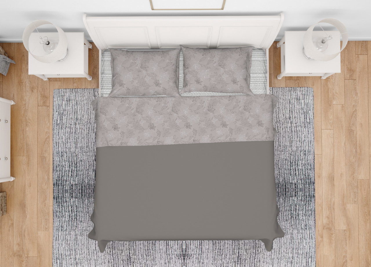 foto del prodotto completo lenzuola letto in 100 cotone made italy disegno lily singolo beige