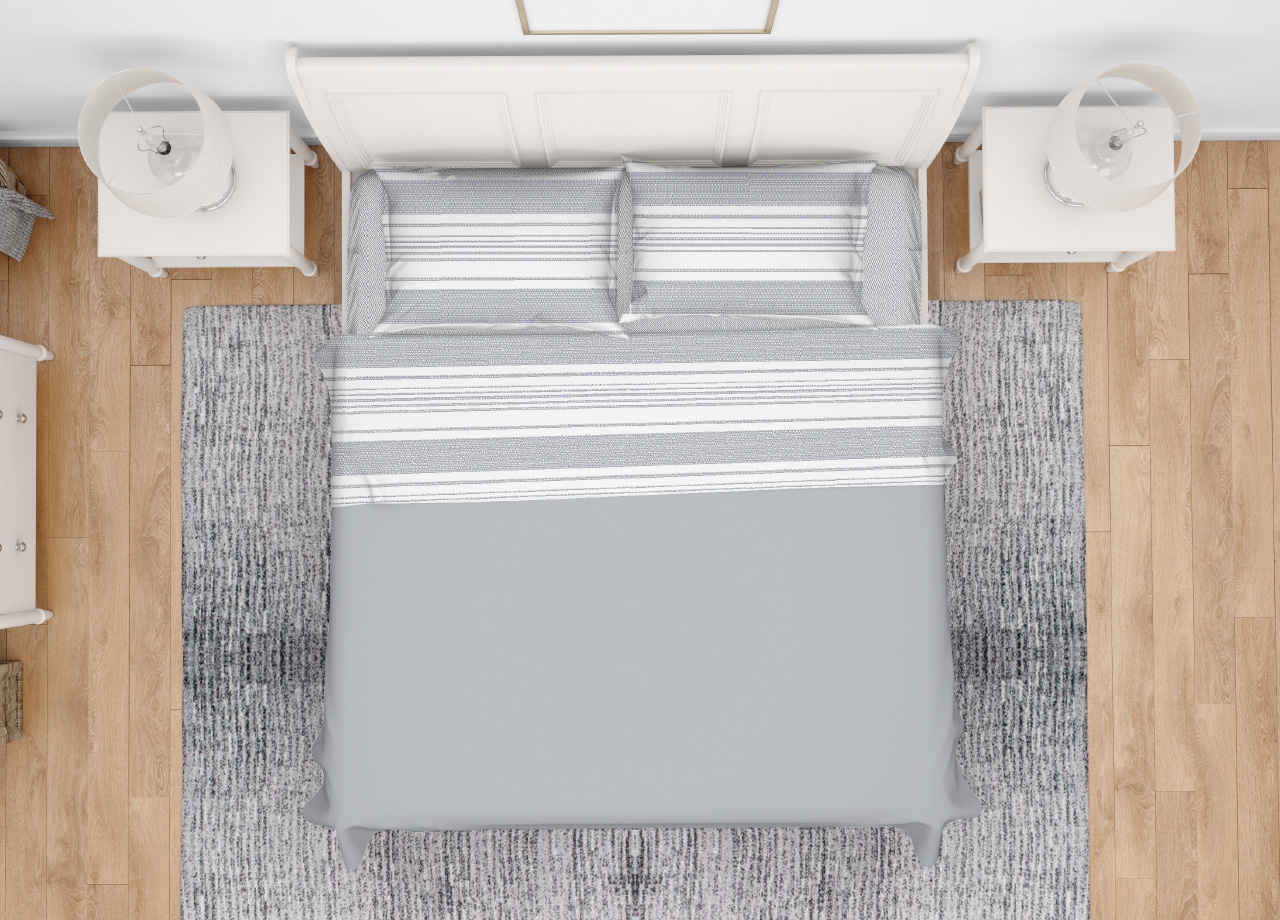 foto del prodotto completo lenzuola letto in 100 cotone made italy disegno riga gi maxi grigio