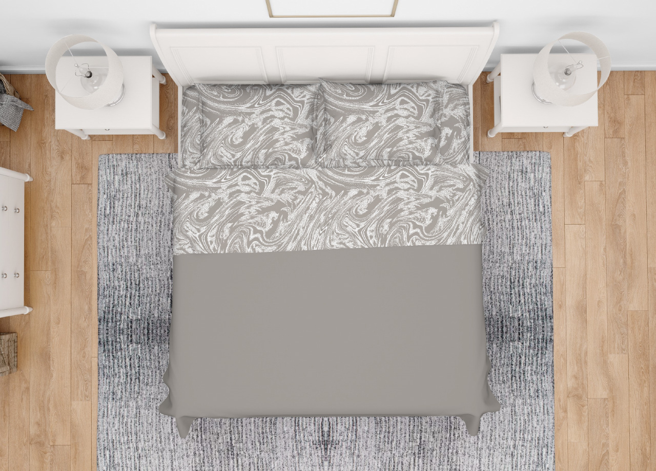 foto del prodotto completo lenzuola letto in 100 cotone made italy disegno splash maxi beige
