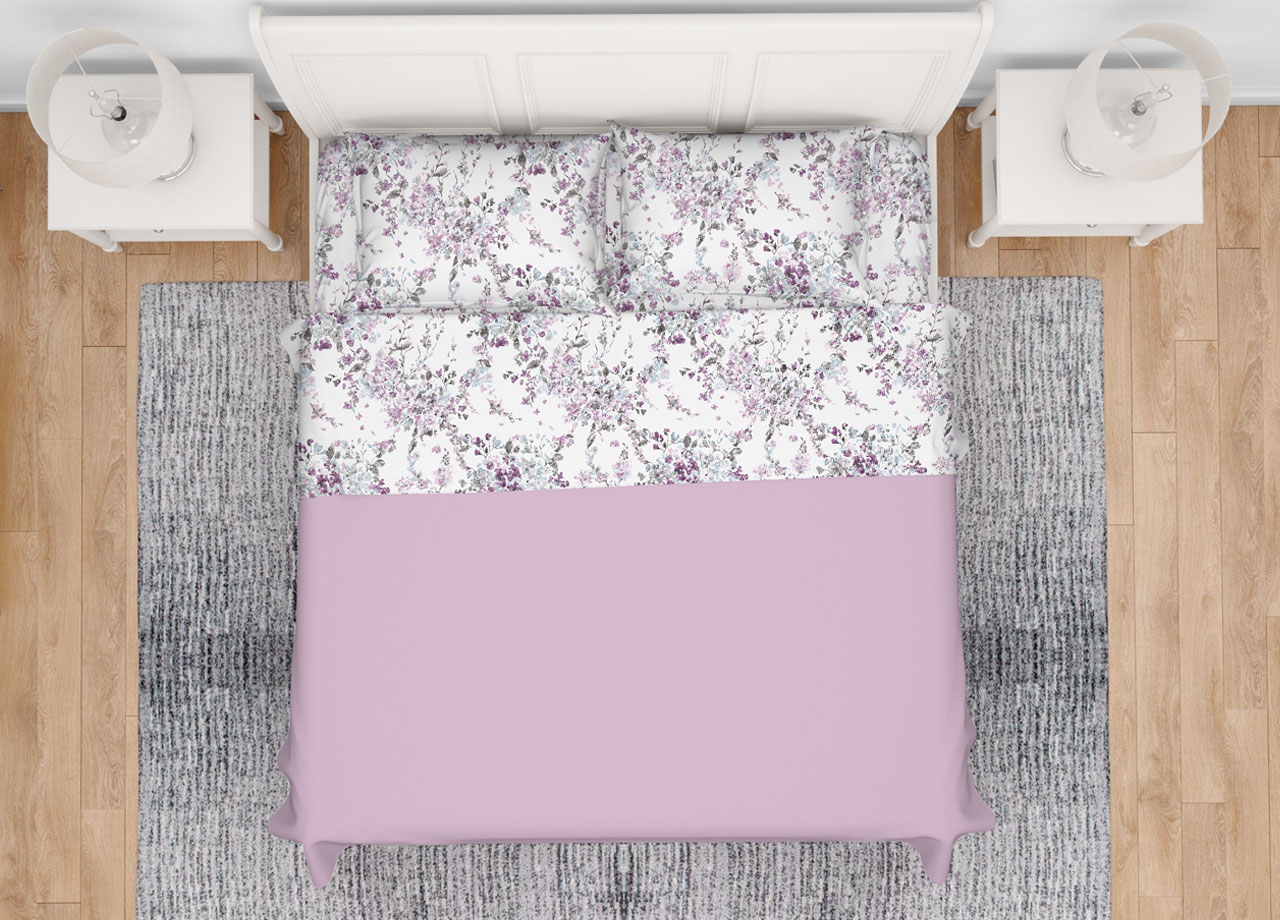 foto del prodotto completo lenzuola letto morbida flanella 100 cotone dis. acquarello matrimoniale acquarello
