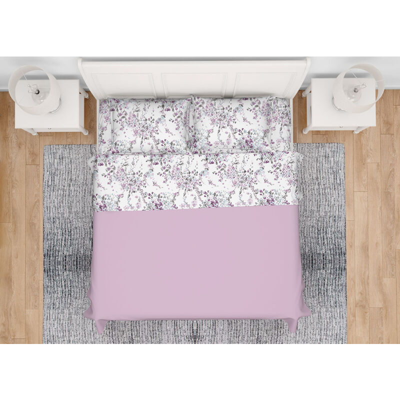 foto del prodotto completo lenzuola letto morbida flanella 100 cotone dis. acquarello, misurasingolocoloreacquarello