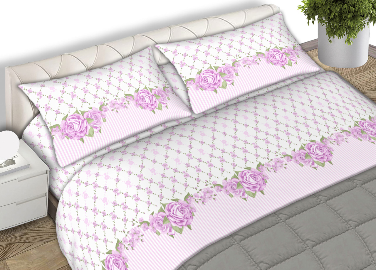 foto del prodotto completo lenzuola matrimoniale 100 cotone made italy disegno classic cn matrimoniale rosa