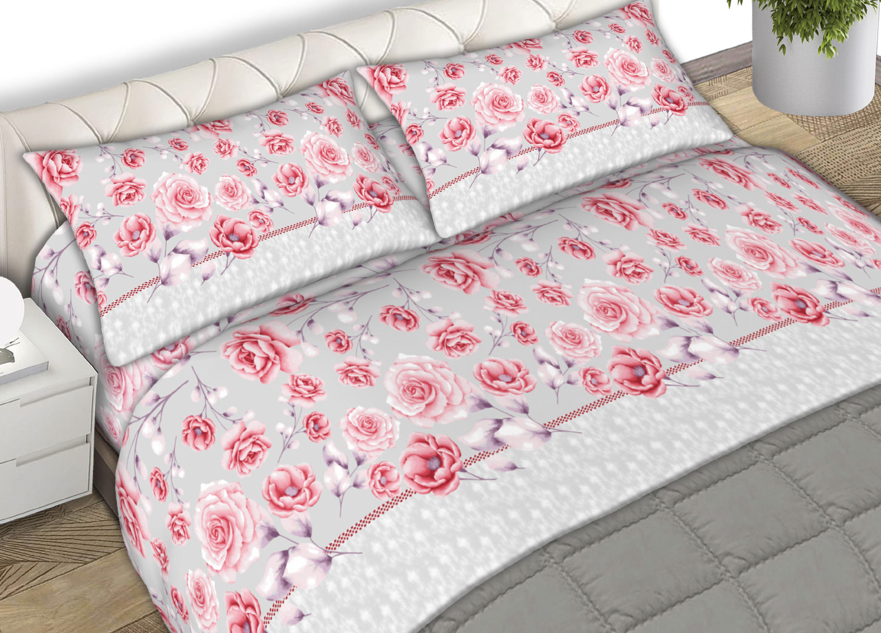 foto del prodotto completo lenzuola matrimoniale 100 cotone made italy disegno rose24 cn matrimoniale rosso