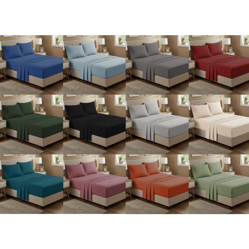 foto del prodotto completo lenzuola no stiro estate in tinta unita in microfibra modello francesca, misurasingolocoloretortora