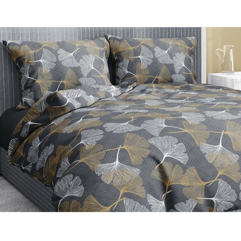 foto del prodotto completo lenzuolo invernale felpate in flanella anti-pilling petali oro in puro cotone due piazze