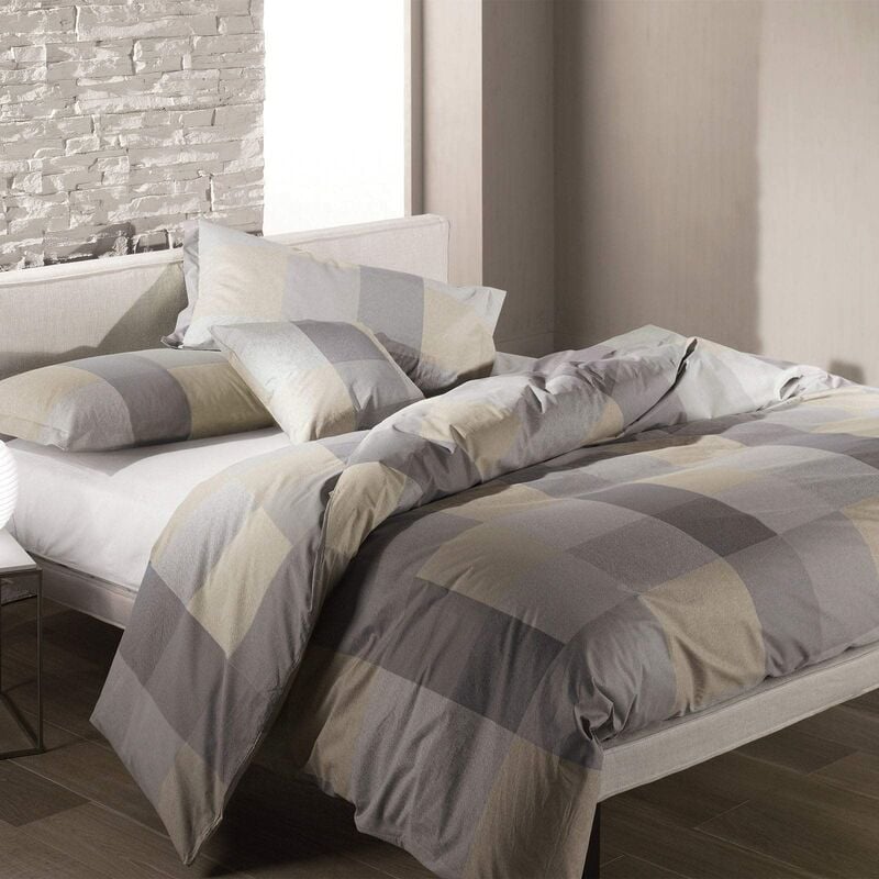 foto del prodotto completo letto matrimoniale con copripiumino matrimoniale 255x200 a sacco non imbottito 100 cotone con fessura patella 40 cm 2 federe cuscino