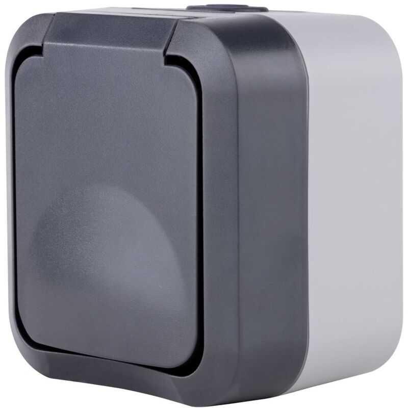 foto del prodotto completo presa con coperchio ribaltabile aquastorm grigio chiaro, nero 0004030400 1 pz. - rev