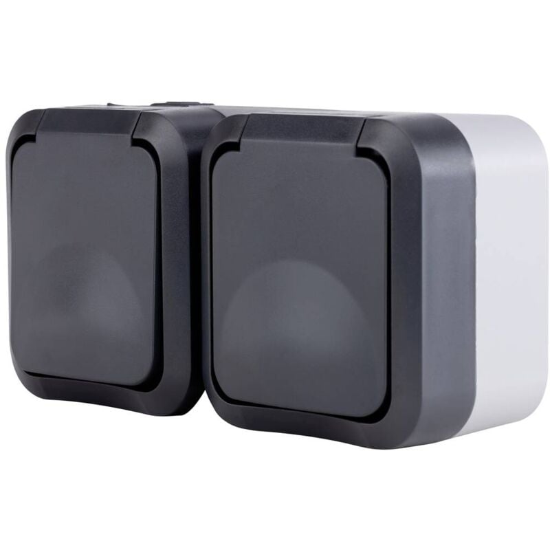 foto del prodotto completo presa doppia aquastorm grigio chiaro, nero 0004090400 1 pz. rev