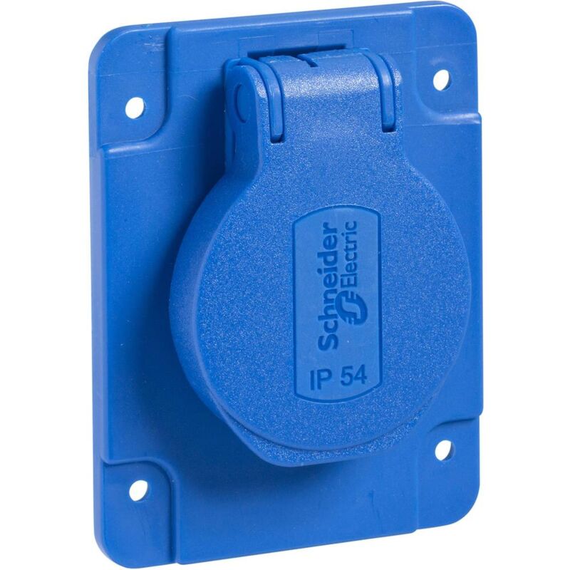 foto del prodotto completo presa schuko con coperchio ribaltabile blu pks61b 1 pz. schneider electric
