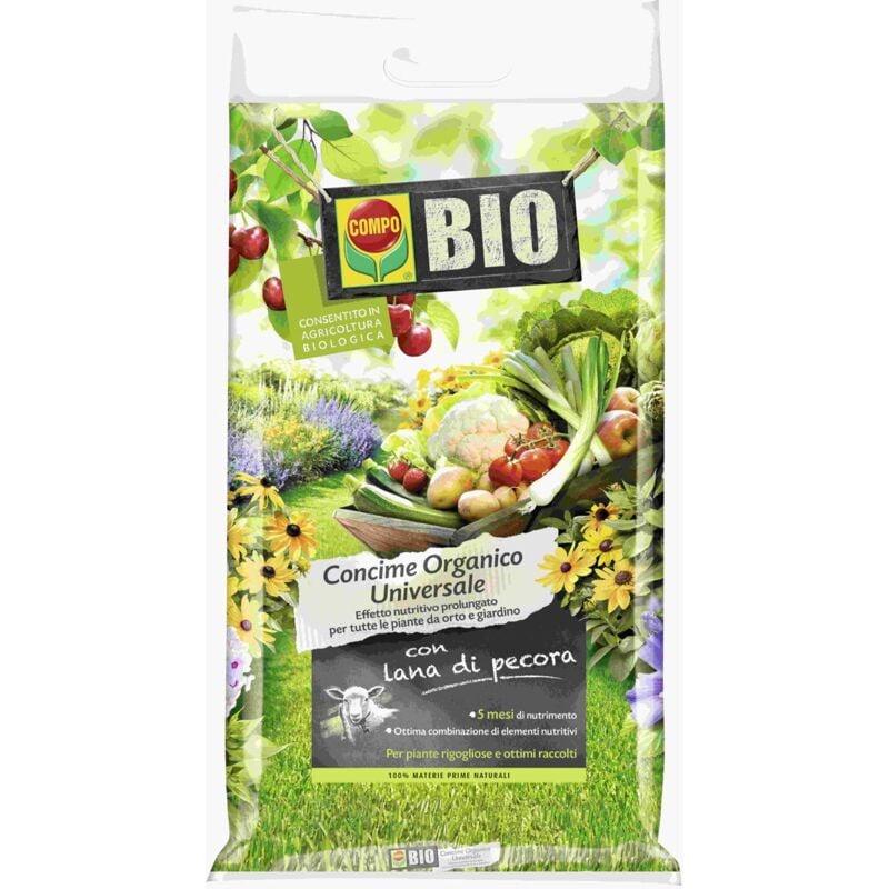 foto del prodotto compo concime universale con lana di pecora, consentito in agricoltura biologica, 4 kg