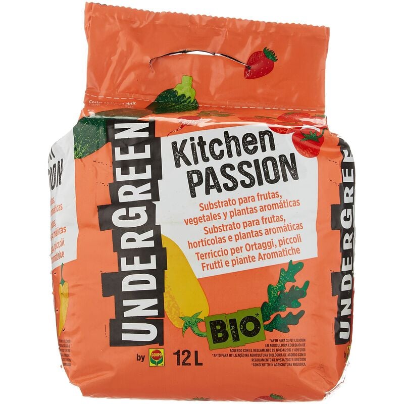 foto del prodotto compo undergreen kitchen passion terriccio per ortaggi, piccoli frutti e piante aromatiche, consentito in agricoltura biologica, 12 l