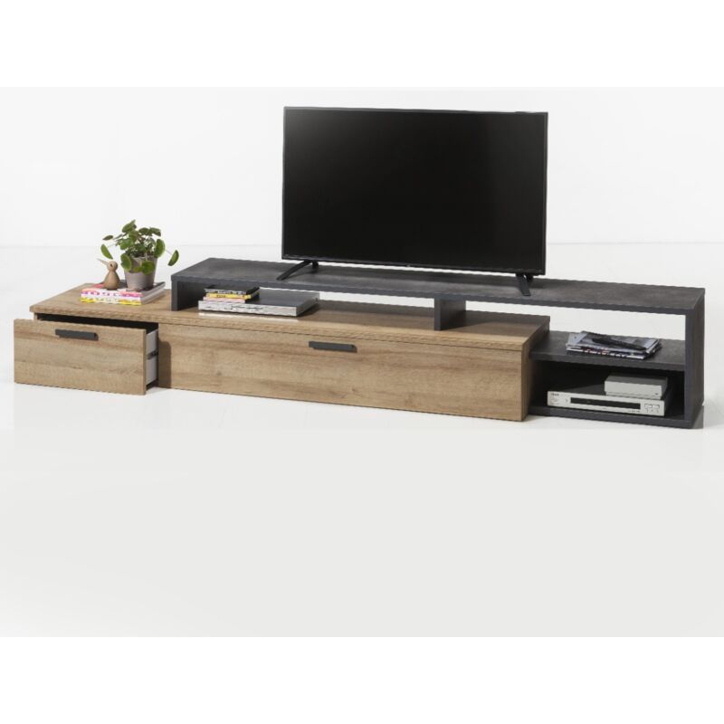 foto del prodotto composad porta tv panchetta mod. vittoria cm 270.5x45 h. 44.9 nero portland e riviera oak