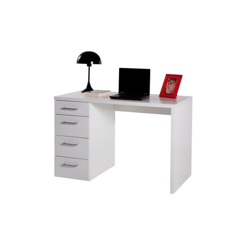 foto del prodotto composad scrivania moneta 110x60xh74 cm con 4 cassetti bianca