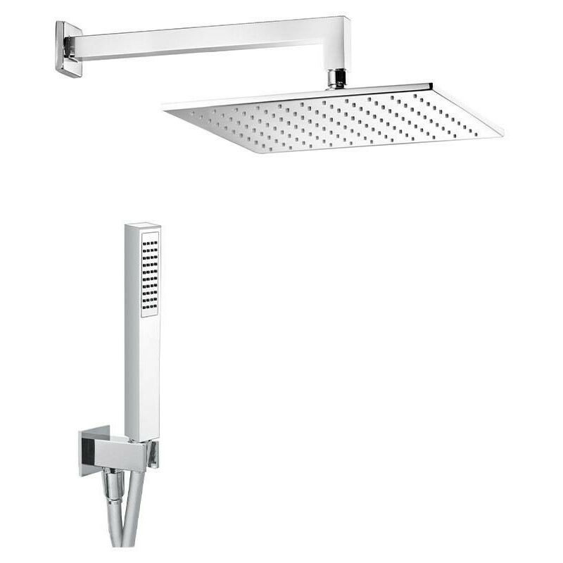 foto del prodotto composizione doccia elegance quadro 20q in ottone cromato con braccio doccia soffione 200x200 mm ispezionabile