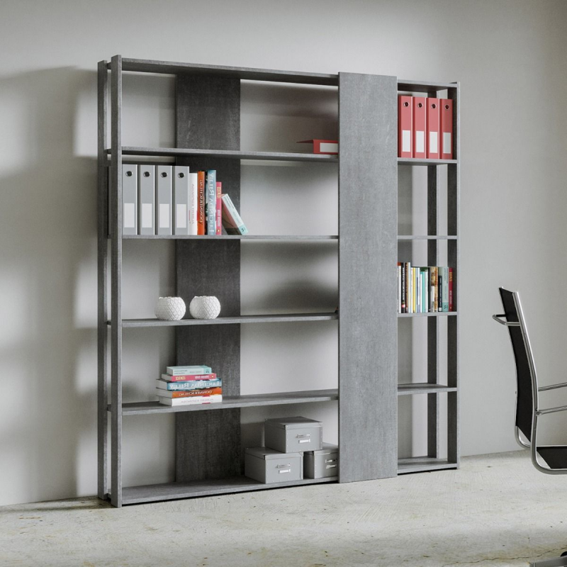 foto del prodotto composizione libreria b kato 6r 2 fianchi 4 fasce lunghe cemento