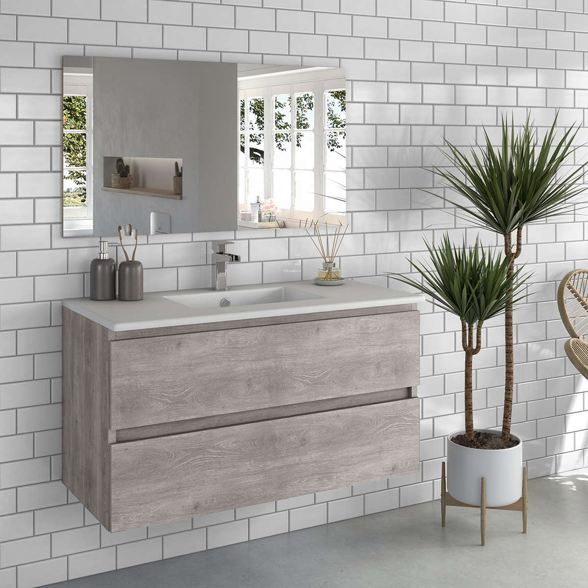foto del prodotto composizione mobile bagno 80 cm congrazia rovere beige