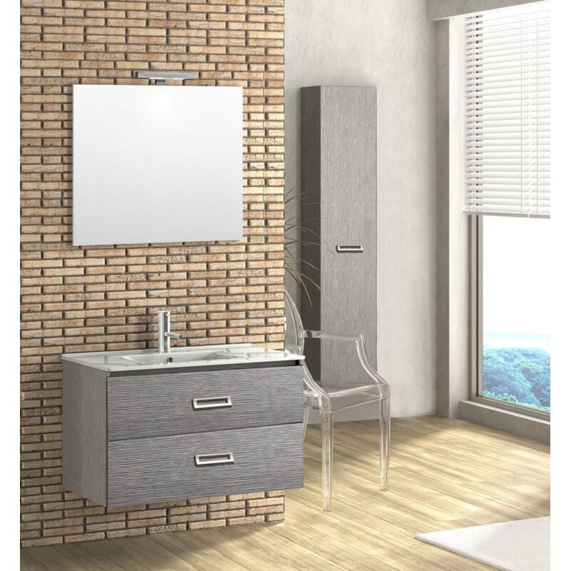 foto del prodotto composizione mobile bagno 90 cm bianco fantasy grigio