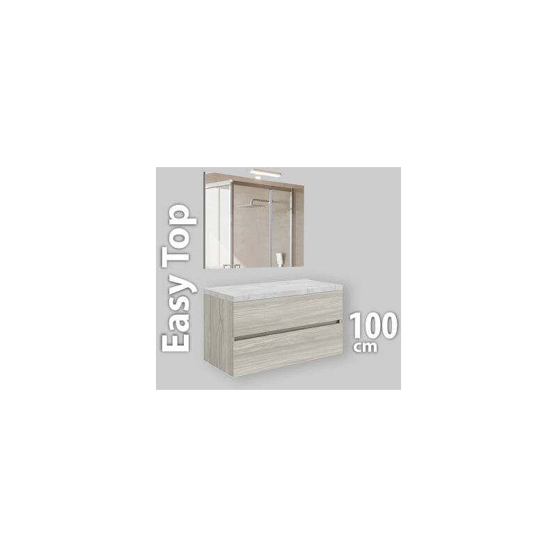 foto del prodotto composizione mobile da bagno easy top 100 sospesa rovere bianco beton savinidue
