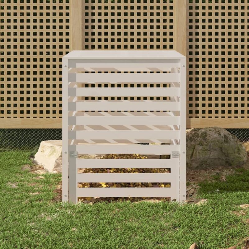 foto del prodotto compostiera bianca 82,5x82,5x99,5 cm in legno massello di pino vidaxl