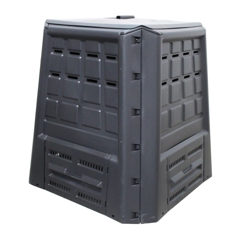 foto del prodotto compostiera da giardino 380 litri in polipropilene nero, 80x80x82 cm