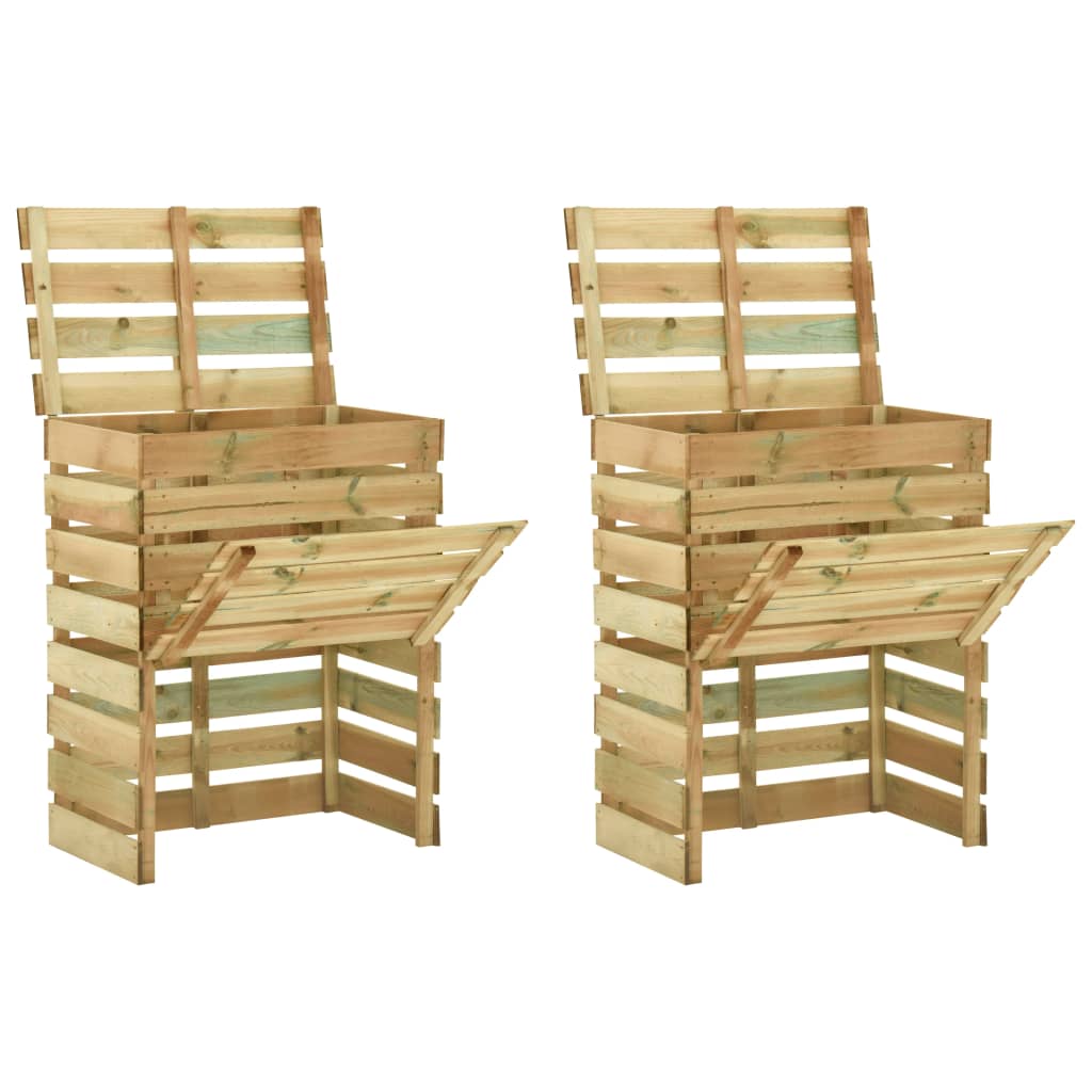 foto del prodotto compostiera da giardino a doghe 2pz 80x50x100cm pino impregnato cod mxl 50172