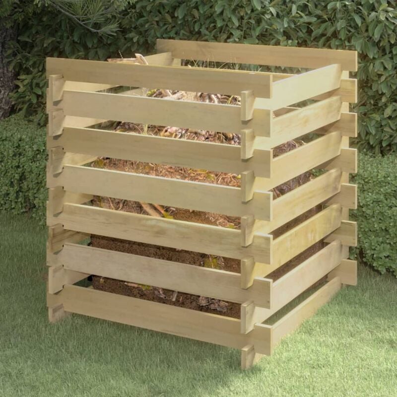 foto del prodotto compostiera da giardino a doghe 90x90x90cm in pino impregnato vidaxl