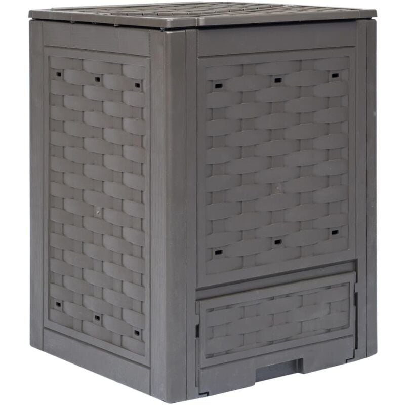 foto del prodotto compostiera giardino marrone 60x60x83 cm 300 l rattan plastica vidaxl