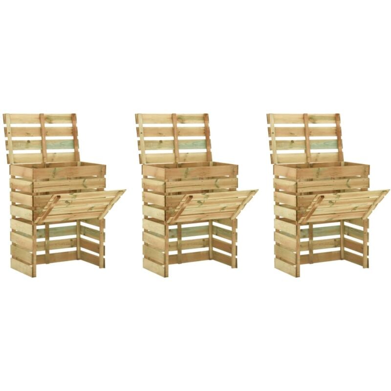 foto del prodotto compostiere da giardino doghe 3 pz 80x50x100 cm pino impregnato vidaxl