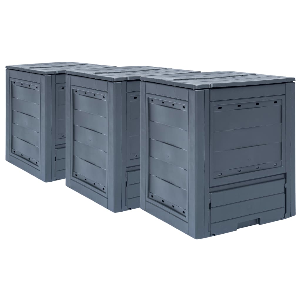 foto del prodotto compostiere per giardino 3 pz grigio 60x60x73 cm 780 l