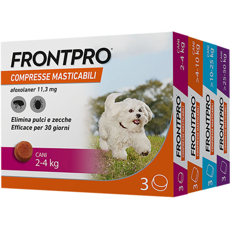 foto del prodotto compresse antiparassitarie masticabili cani 2 4 kg