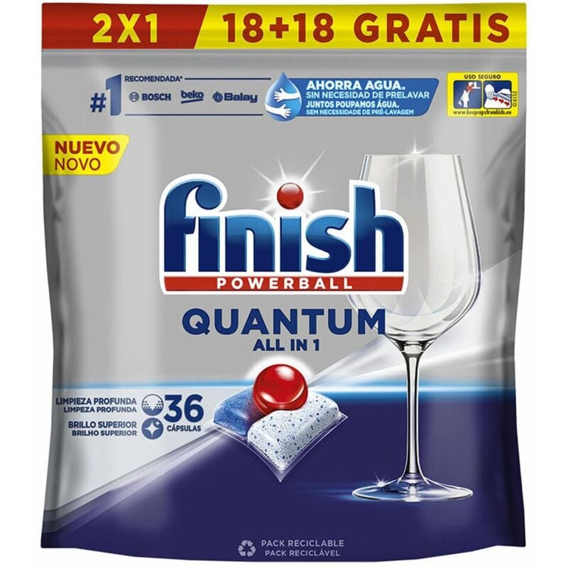 foto del prodotto compresse per lavastoviglie quantum 36 pezzi finish