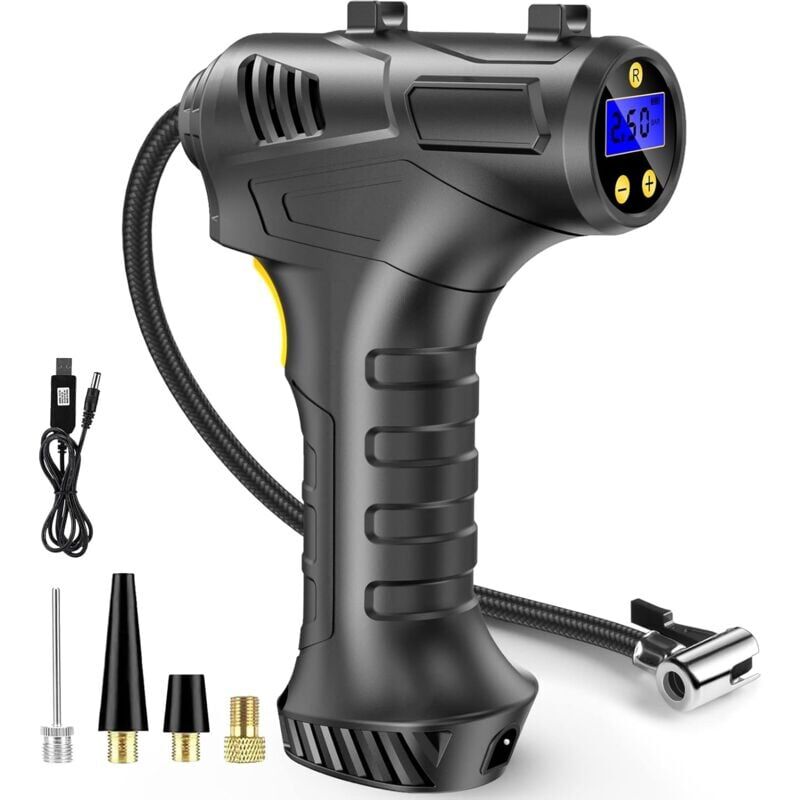 foto del prodotto compresseur d air de gonfleur de pneu sans fil, batterie rechargeable usb 12 v, pompe pneu de voiture portable 150 psi, pompe pneu lectrique