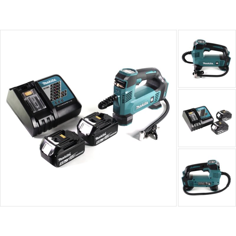 foto del prodotto compressore a batteria makita dmp 180 rt 18 v 8,3 bar 2x batterie 5,0 ah caricabatterie