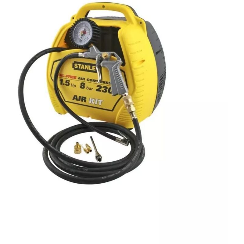 foto del prodotto compressore a secco portatile 'air kit stanley oil free 1,5 hp